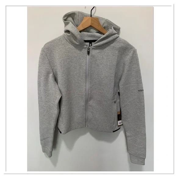 NWT NOBULL Zip Up Hooded Athletic Jacket Heathered Gray Size Small - Picture 1 of 9